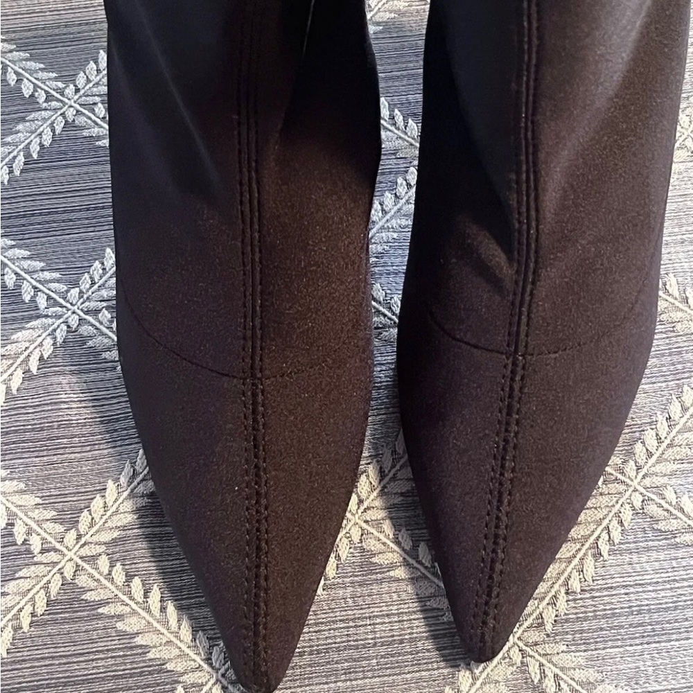 👠 👢 STUART WEITZMAN BLACK STRETCH SATIN HIGH BOOT SIZE 8 - Picture 11 of 16